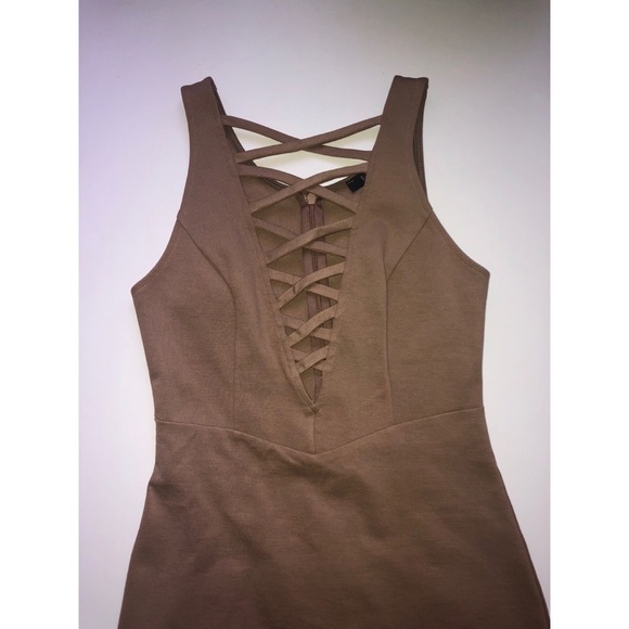 Beige strappy front mini dress Small - Picture 5 of 8